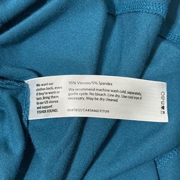 Eileen Fisher Teal Viscose Jersey Stretch Dress - Picture 6 of 6